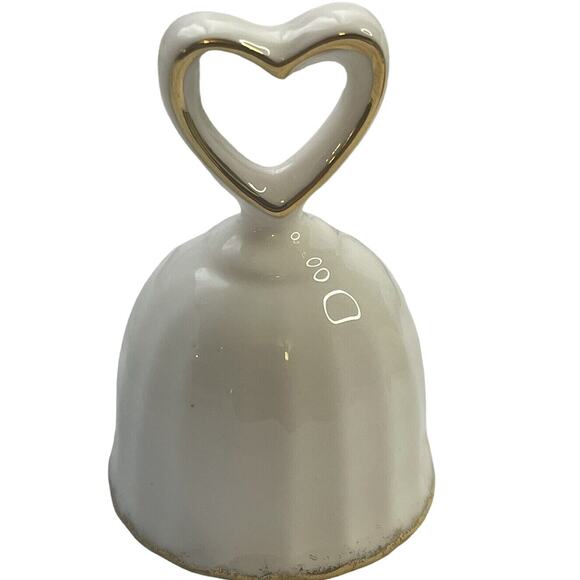 Heart Hand Bell Royal Albert Bone China England White Gold Edging Decor Elegant - Picture 1 of 7